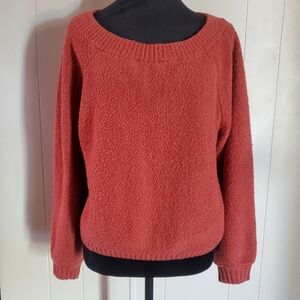 Hollister Womens Cropped Orange Sweater Wide Neckline Pullover Size M
